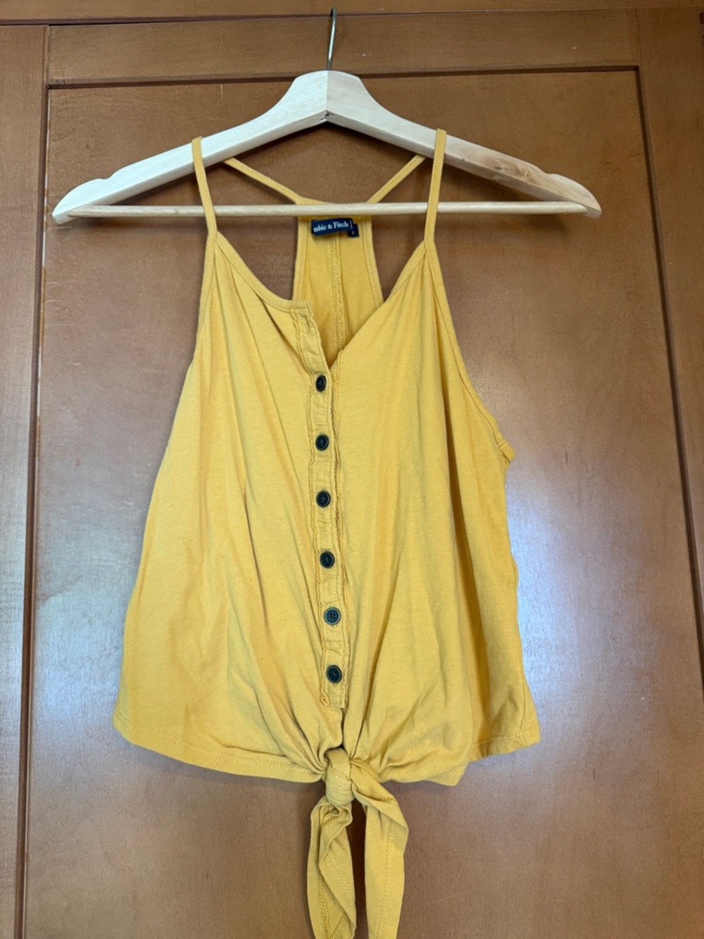 Abercrombie & Fitch mustard yellow button-front tie cami